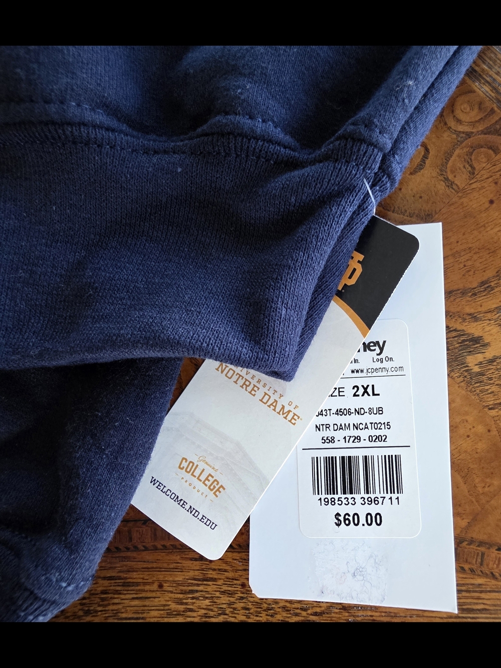 Men's Notre Dame University Fighting Irish Blue Pullover Hoodie Size XXL - NEW - Picture 6 of 7